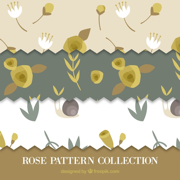 Free Vector decorative patterns with vegetation and snails