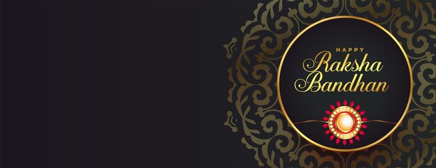 Free Vector decorative raksha bandhan golden black banner with rakhi design