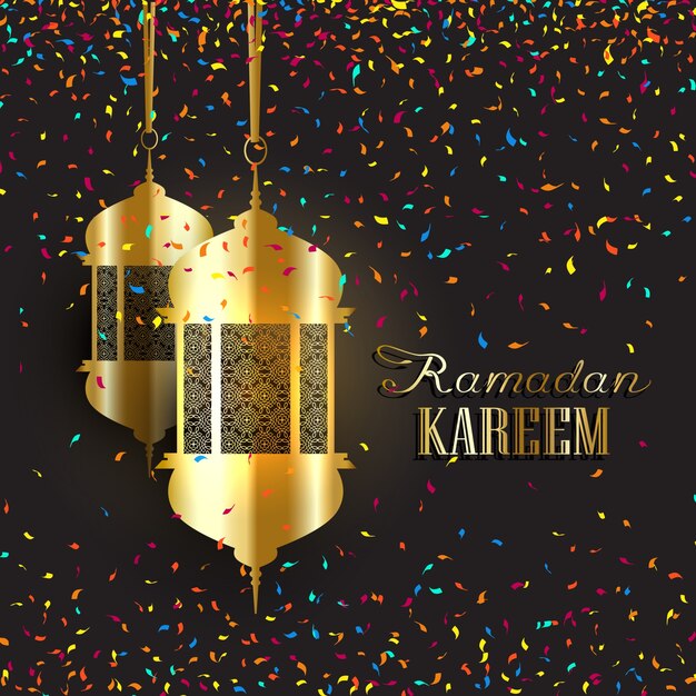 Decorative ramadan design with confetti