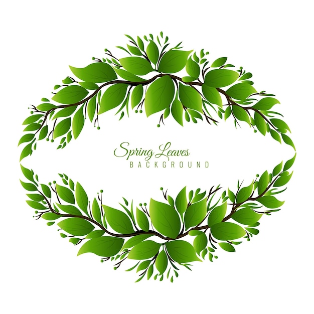 Decorative realistic green leaves frame design