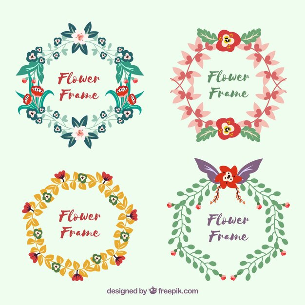 Decorative set of floral frames