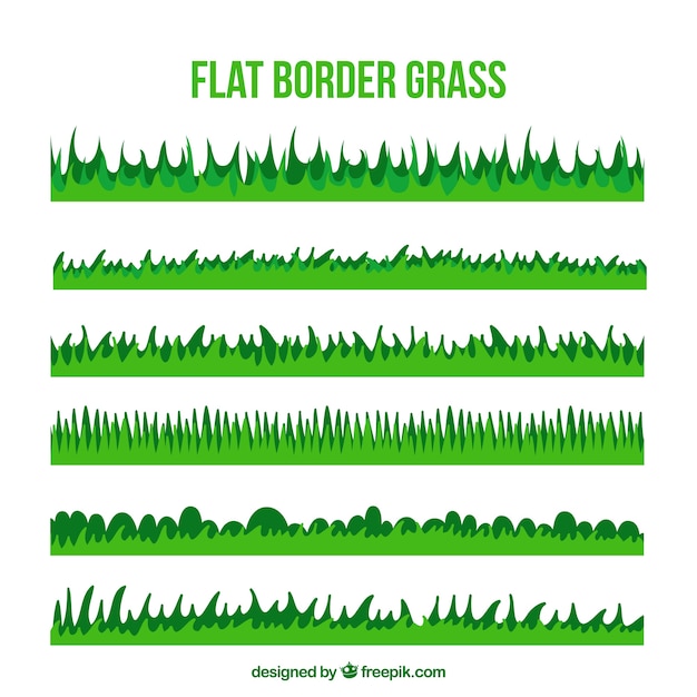 Decorative set of grass borders in green tones