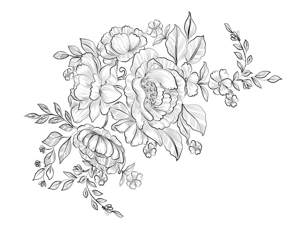 Decorative sketch flower hand drawn design 