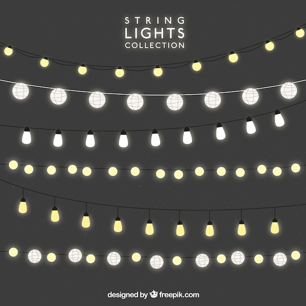 Free Vector decorative strings with bright bulbs