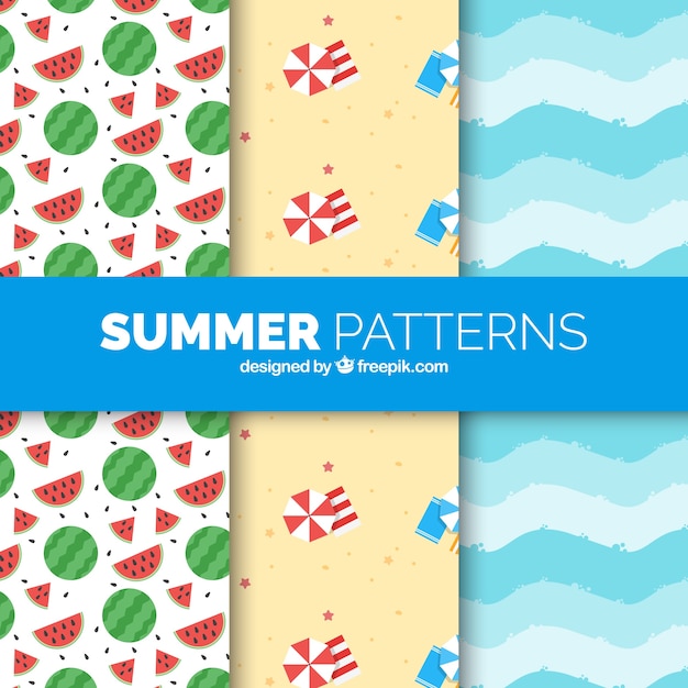 Decorative summer patterns in flat design