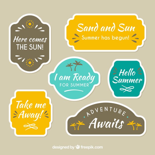 Decorative summer stickers with messages