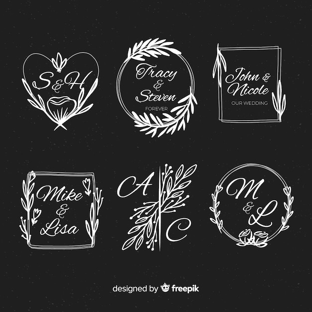 Decorative wedding florist logo template 