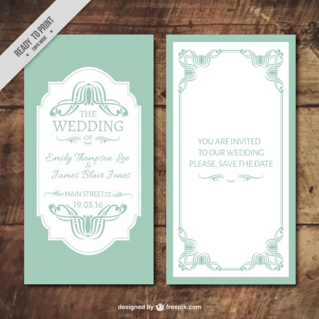 Decorative wedding invitation in vintage style