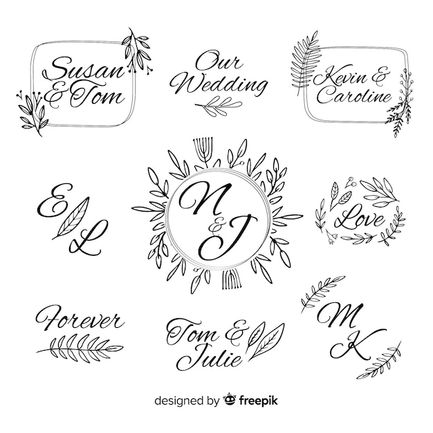 Decorative wedding monogram logo template 