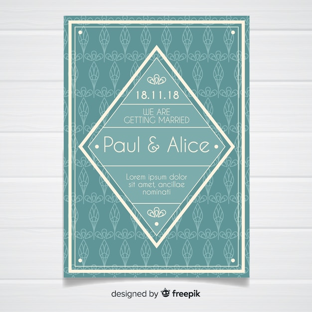 Decorative wedding template in art deco style