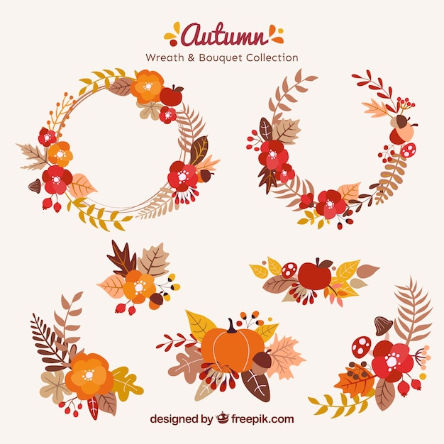 Free vector decorative wreaths with forest elements