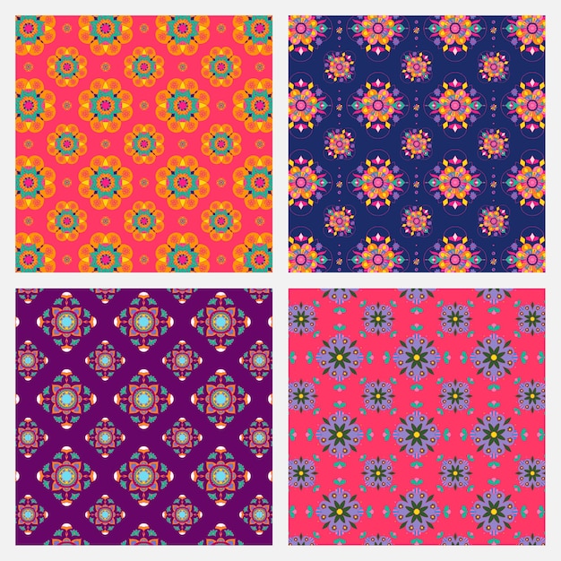 Free Vector deepavali indian mandala vector pattern set