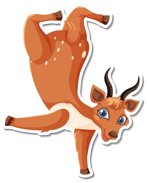 Deer dancing cartoon character sticker