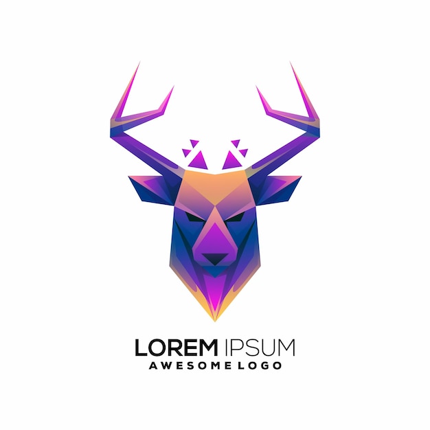 Free vector deer geometric polygon gradient colorful logo design