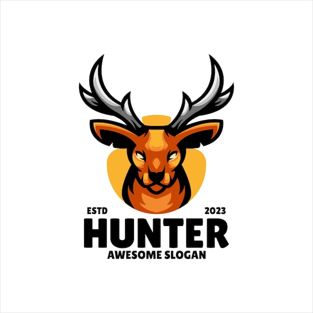 Free vector deer head mascot illustration logo design