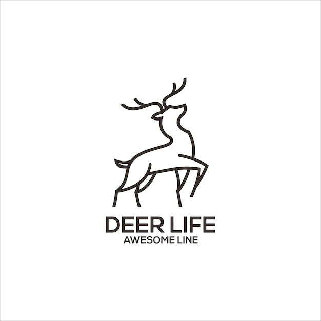 Free Vector deer line art design logo