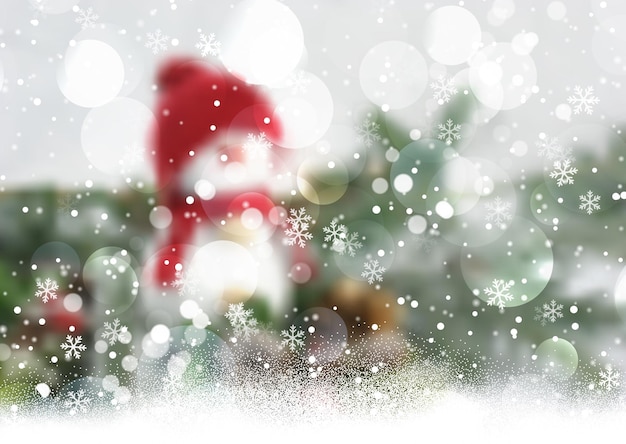 Free Vector defocussed christmas snowman background with a snowflake design