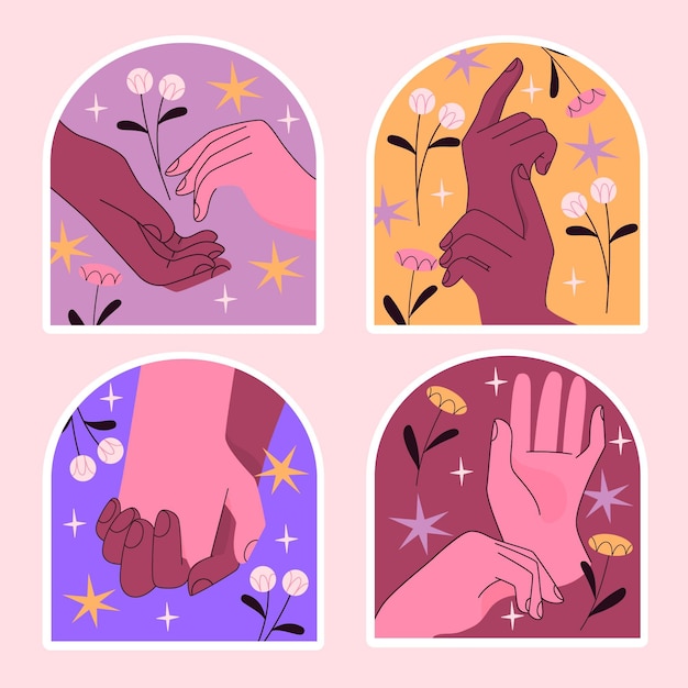 Free Vector delicate hands illustration stickers