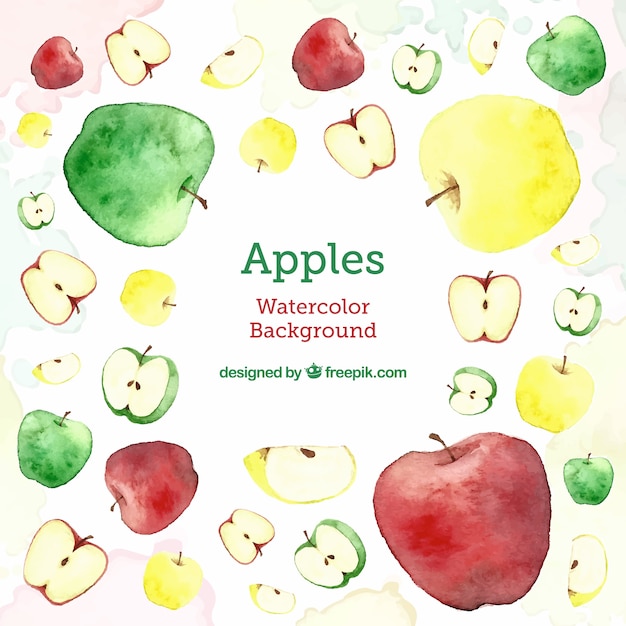 Free Vector 'delicious' background with different types of apples