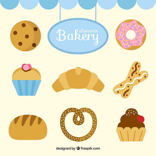 Free Vector delicious bakery foodstuffs set