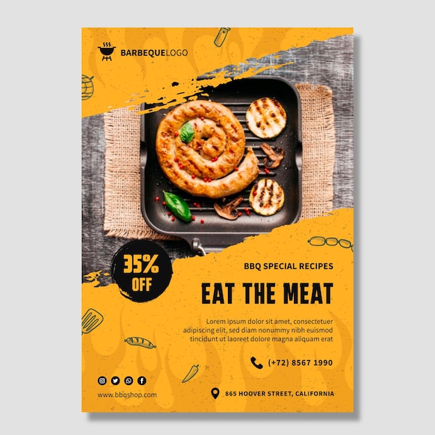 Delicious barbeque poster template