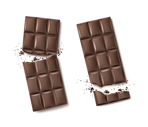 Free Vector delicious broken chocolate bars arrangement