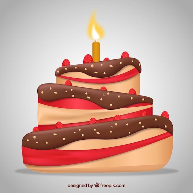 Free Vector delicious cake with candles and chocolate cream