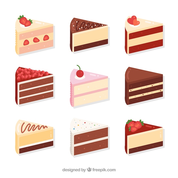 Delicious cakes collection in flat style