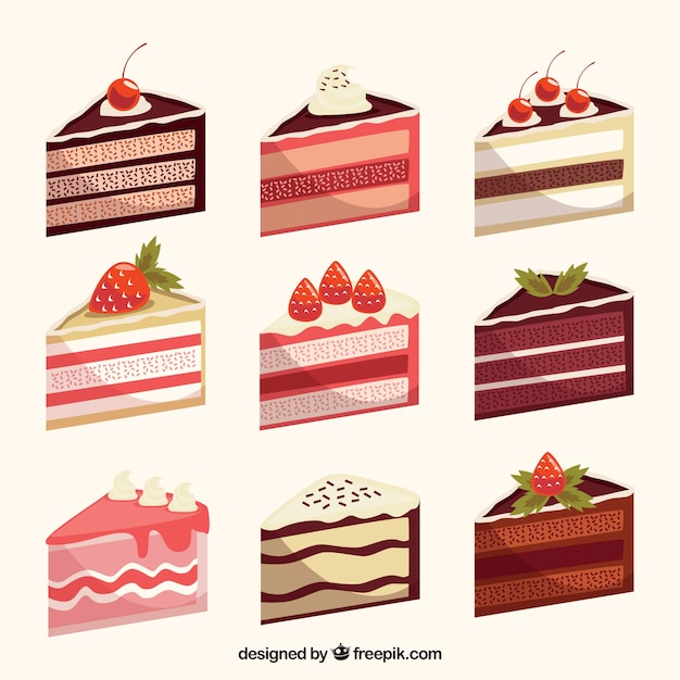 Delicious cakes collection in flat style