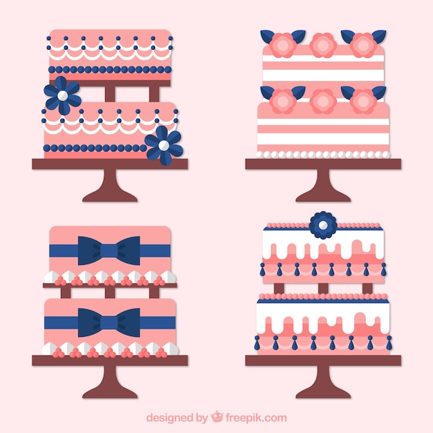 Free Vector delicious cakes collection in flat style