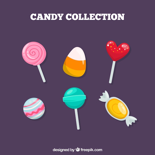 Delicious candies collection in 2d style