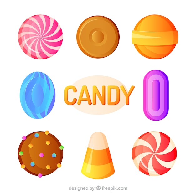 Delicious candies collection in 2d style