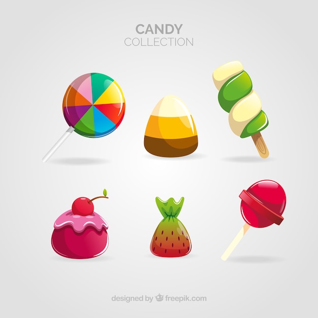 Delicious candies collection in flat style