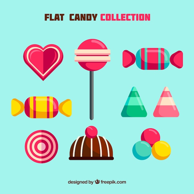 Free Vector delicious candies collection in flat style