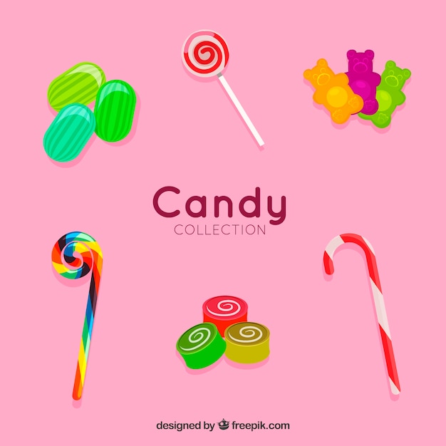 Free Vector delicious candies collection in flat style