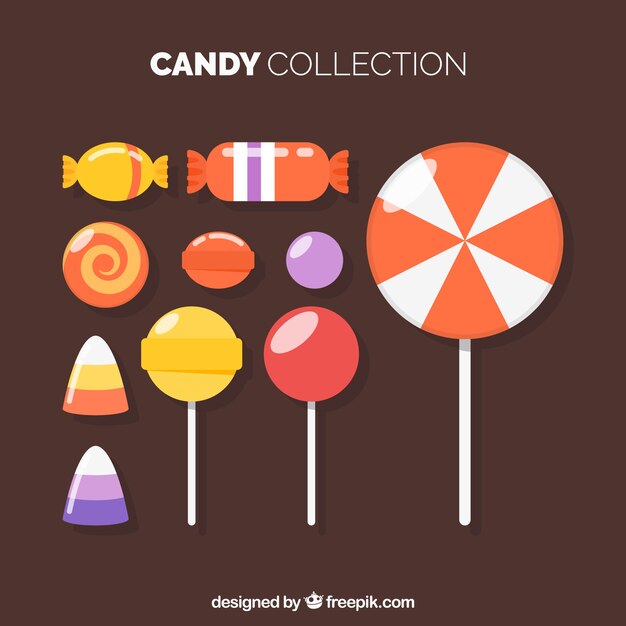 Delicious candies collection in flat style