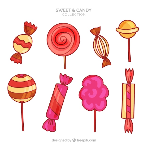 Delicious candies collection in flat style