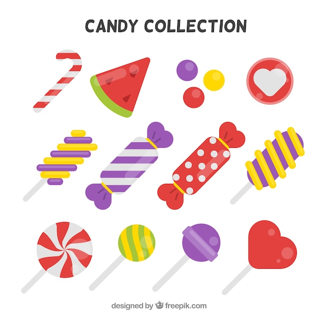 Delicious candies collection with different colors