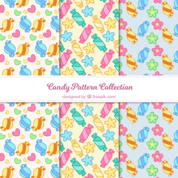 Delicious candies patterns collection in flat style