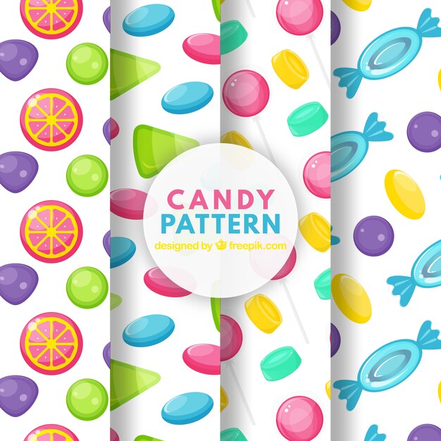 Delicious candies patterns collection in flat style