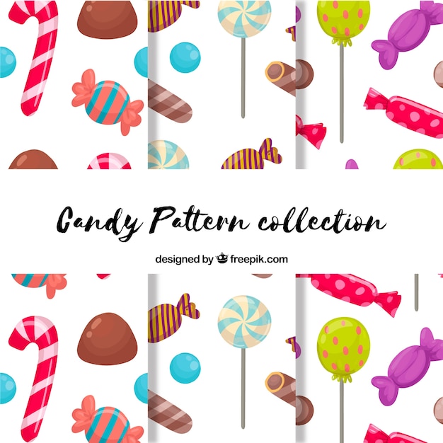 Delicious candies patterns collection