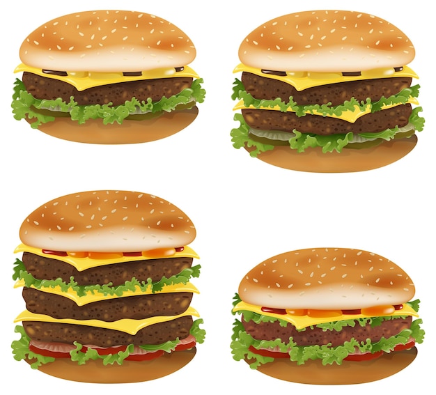 Free Vector delicious cheeseburgers vector illustration