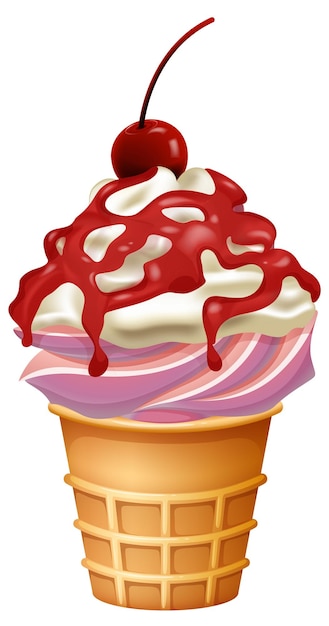 Free vector delicious cherry topped ice cream cone