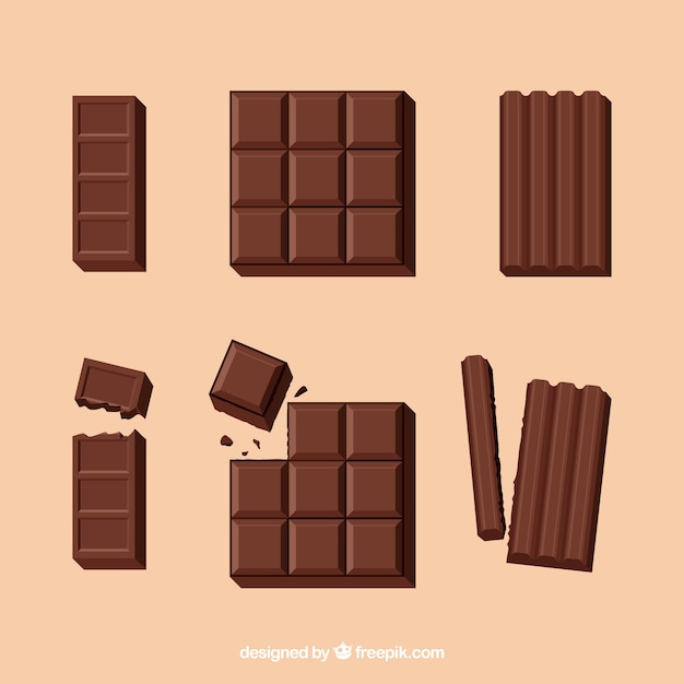 Free Vector delicious chocolate bars collection 