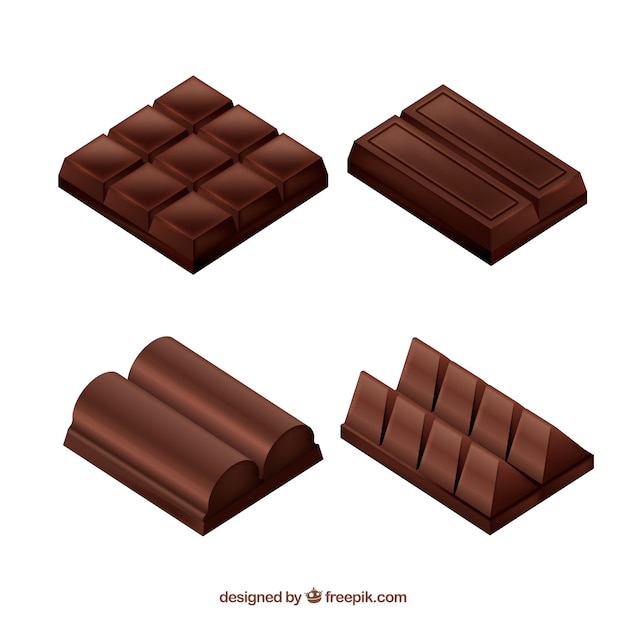 Free Vector delicious chocolate bars collection 