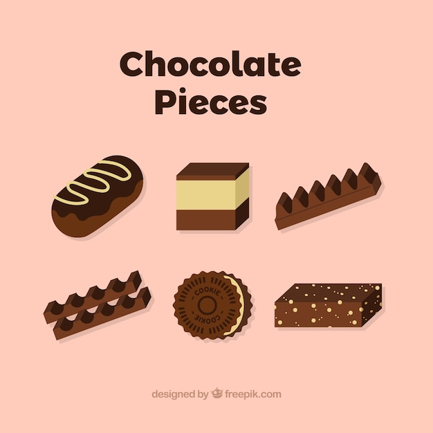 Free Vector delicious chocolate pieces and bonbons collection