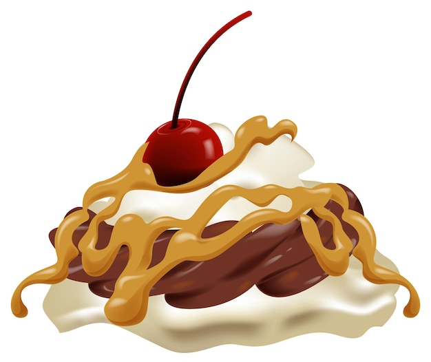 Free Vector delicious chocolate sundae with cherry