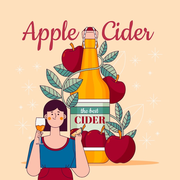 Free Vector delicious cider drink illustration