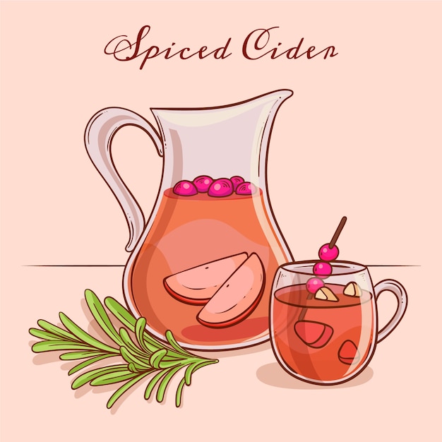 Free Vector delicious cider drink illustration