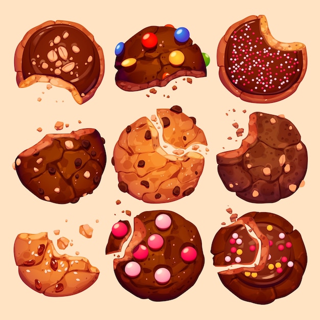 Free Vector delicious cookies sticker set